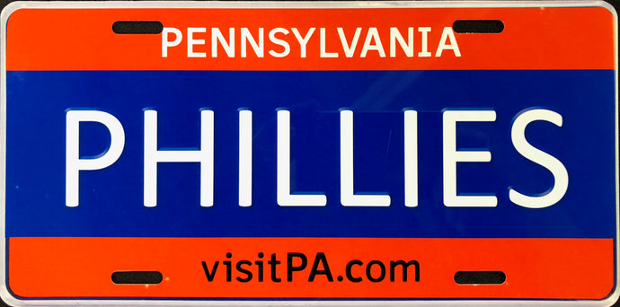 License Plate, PA Plate, Red & Blue, Phillies